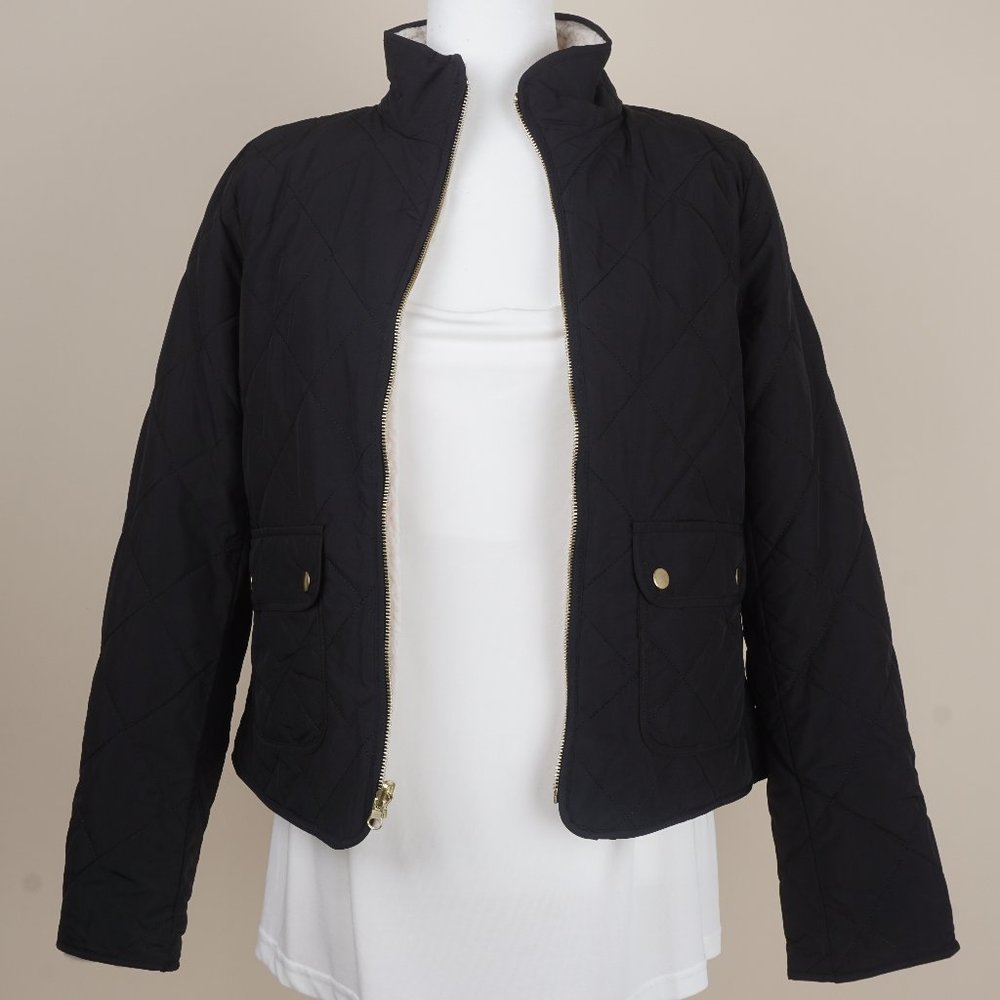 Black Quilted Sherpa lined Jacket